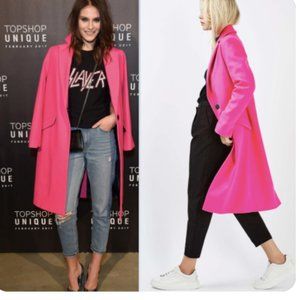 Sophisticated  Hot Pink Wool Coat, Petite/ Reg. Size Small